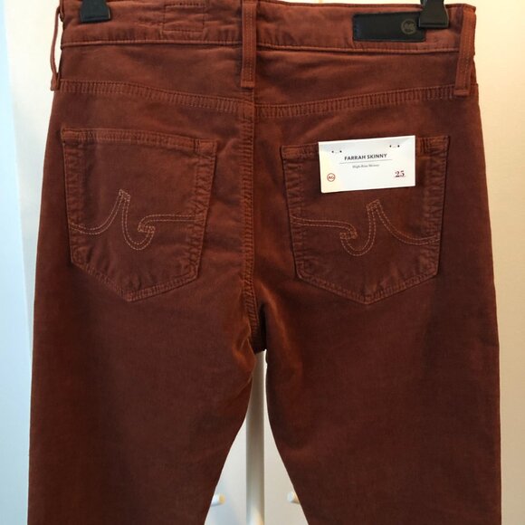 AG FARRAH SKINNY ANKLE HIGH RISE SPICED MAPLE STRETCH VELVET 25 NWT - Picture 5 of 16